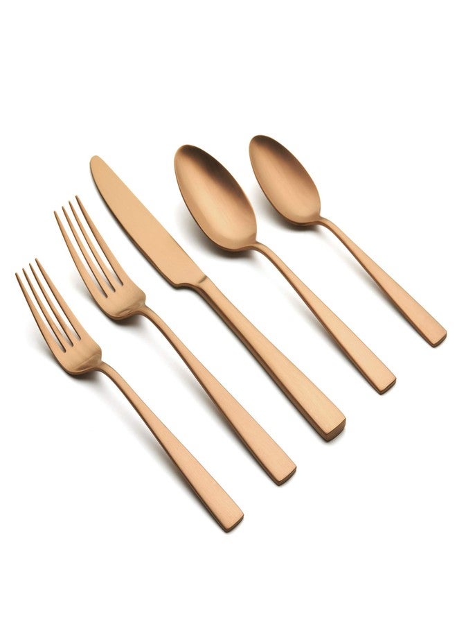 ORNATIVE Rena 20 Piece Matte Copper Flatware Set, Service for 4 - Image 2